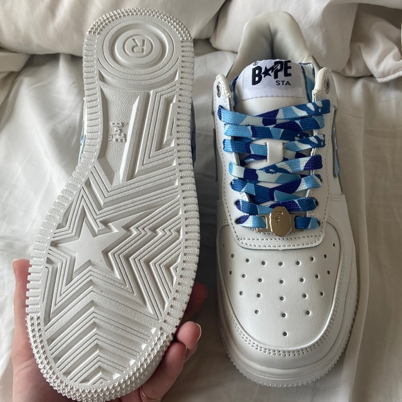 NEW Designer Shoes A Bathing Ape Bape Sta Low White ABC Camo Blue - Main Image